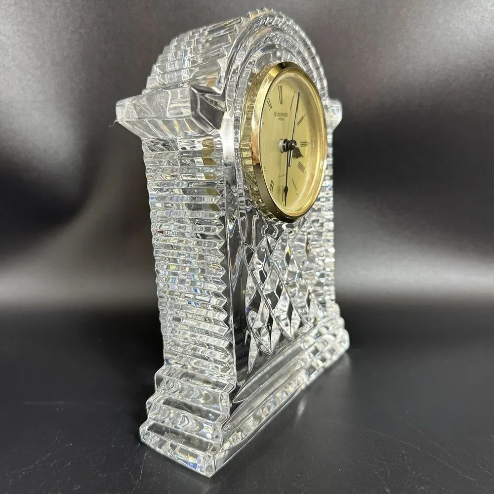 Waterford Crystal Lismore Carriage Clock Quartz Mantel Desk Tabletop Vintage